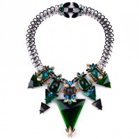 Sultry Hunter Green Triads Statement Necklace